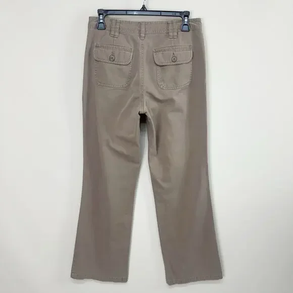 Vintage‎ Bass | 100% Cotton Y2K Khaki Ankle Pants Mid-Rise Straight Leg Size 4 - Picture 2 of 8